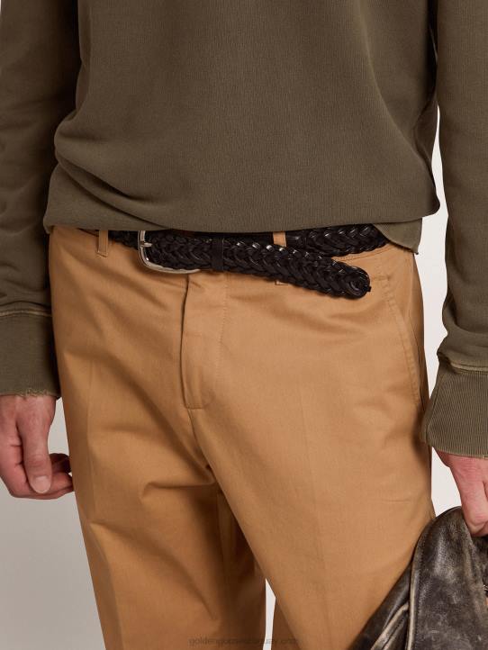 hombres cinturón en piel trenzada negraGolden Goose 02H6829