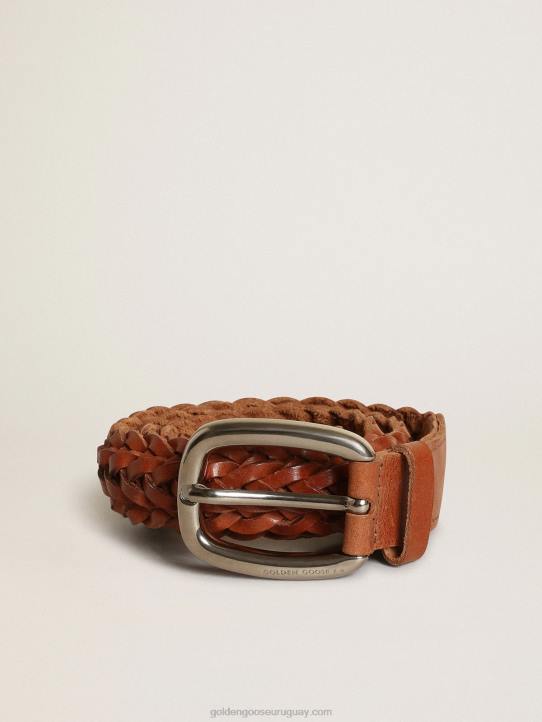 hombres cinturón houston de piel trenzada marrónGolden Goose 02H6842