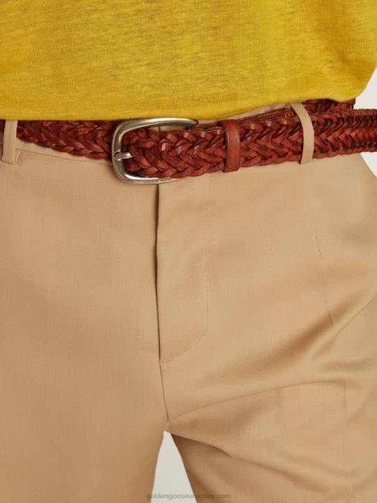 hombres cinturón houston de piel trenzada marrónGolden Goose 02H6842
