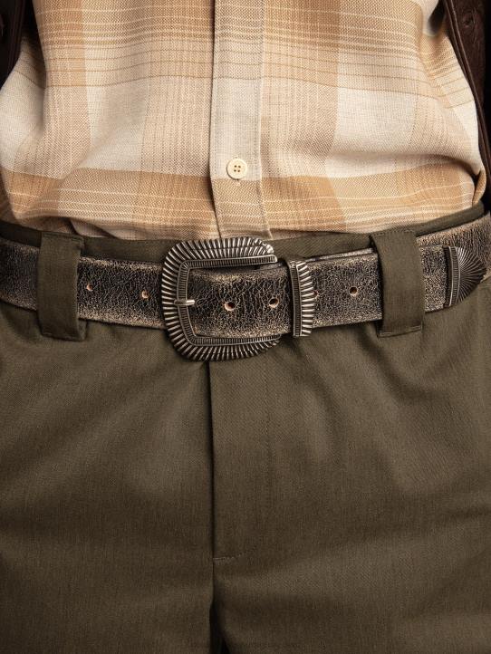hombres cinturón ray de piel negra con hebilla decoradaGolden Goose 02H6828