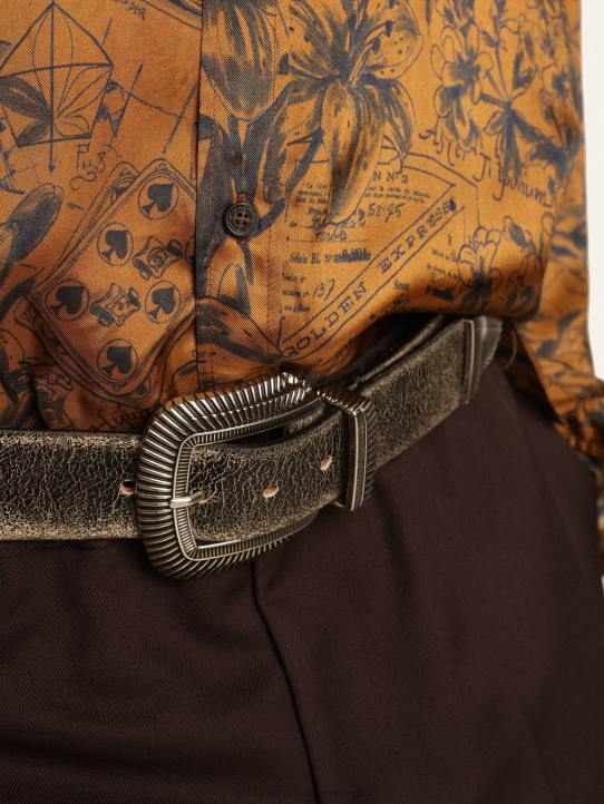 hombres cinturón ray de piel negra con hebilla decoradaGolden Goose 02H6828