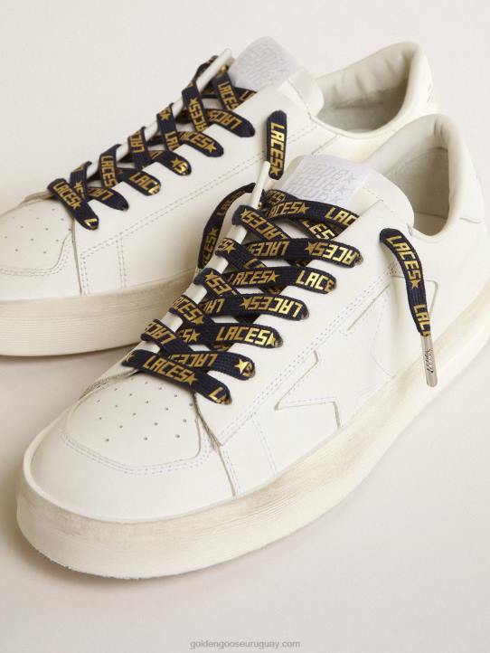 hombres cordones azul marino con letras \'laces\' doradas en contrasteGolden Goose 02H6383