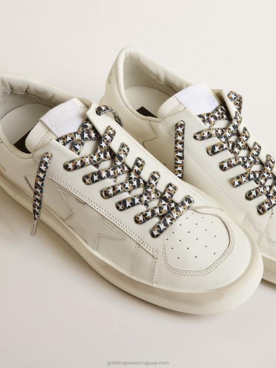 hombres cordones beige y marrón con estampado de leopardo y estrellas blancas en contrasteGolden Goose 02H6381