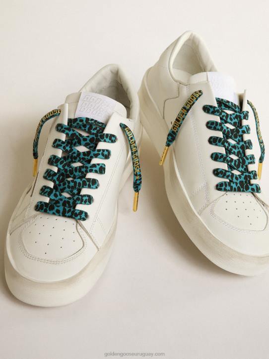 hombres cordones con estampado animal en azul claro y negro con logo dorado en contrasteGolden Goose 02H6416