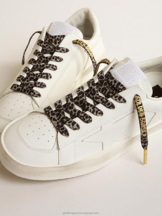 hombres cordones con estampado animal en blanco y negro con logo dorado en contrasteGolden Goose 02H6417