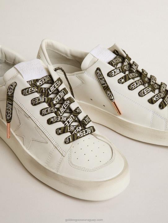 hombres cordones con estampado de cebra verde y negro con letras de \"cordones\" de color plateado en contrasteGolden Goose 02H6361