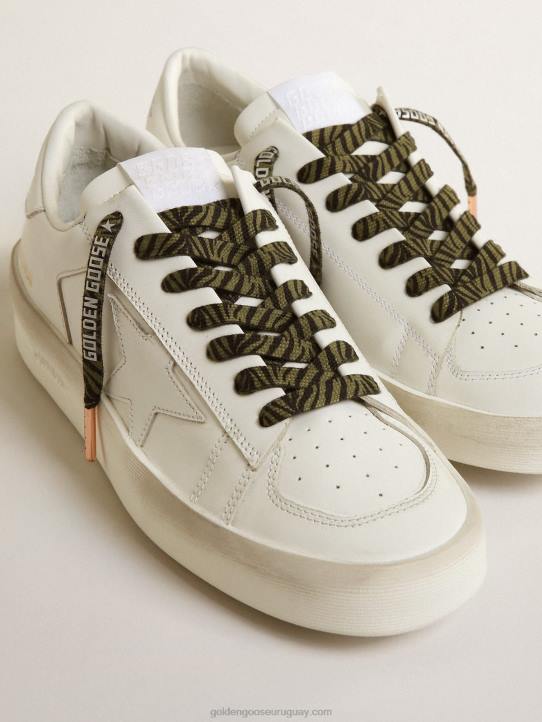 hombres cordones con estampado de cebra verde y negro con logo plateado en contrasteGolden Goose 02H6380