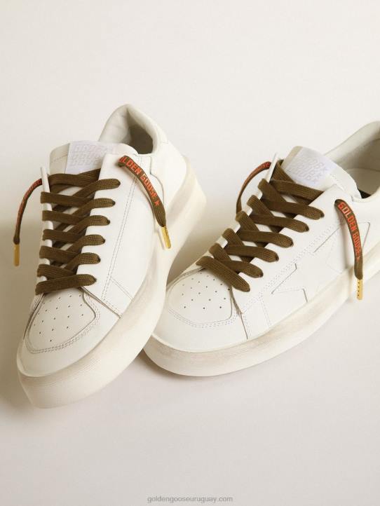 hombres cordones de algodón verde militar con logo naranja en contrasteGolden Goose 02H6386