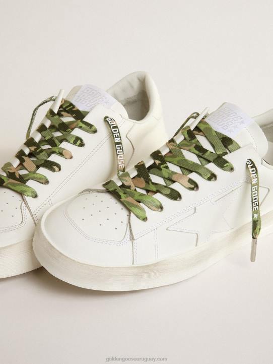 hombres cordones de camuflaje verde con logo blanco en contrasteGolden Goose 02H6362