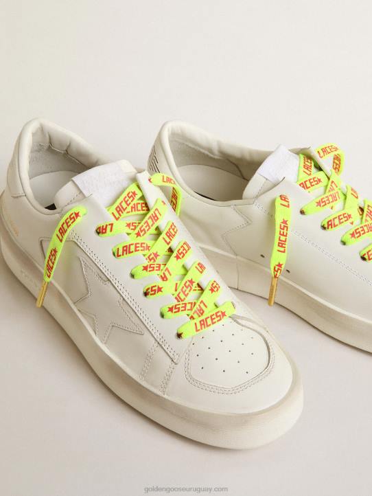 hombres cordones de color amarillo fluorescente con letras de \"cordones\" de color naranja en contrasteGolden Goose 02H6363