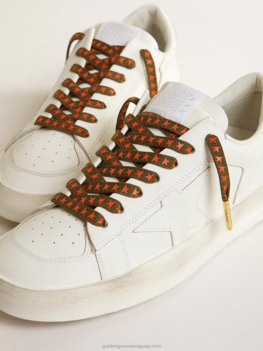 hombres cordones verde militar con estrellas naranjas en contrasteGolden Goose 02H6382