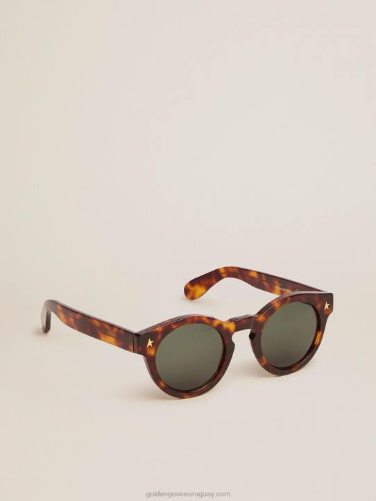 hombres Sunframe estilo cameron panthos con marco marrón havana y detalles doradosGolden Goose 02H6338