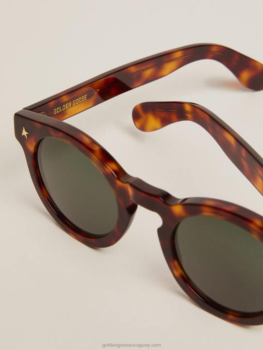 hombres Sunframe estilo cameron panthos con marco marrón havana y detalles doradosGolden Goose 02H6338