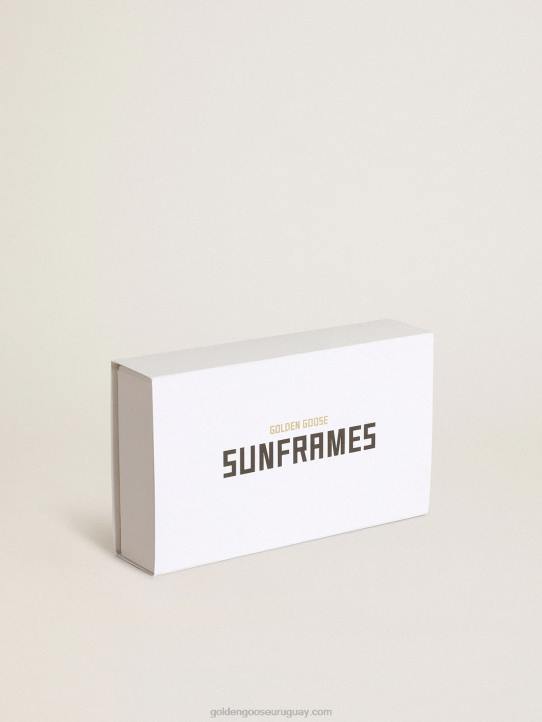 hombres Sunframe estilo cameron panthos con marco marrón havana y detalles doradosGolden Goose 02H6338