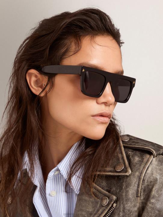 hombres gafas de sol de estilo cuadrado jamie con marco negro y detalles doradosGolden Goose 02H6327