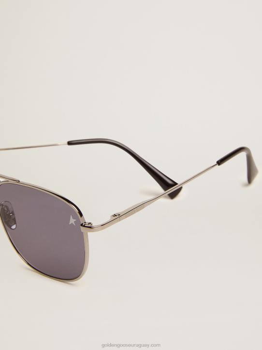 hombres montura solar estilo roger aviator con montura negra y lentes negrosGolden Goose 02H6341