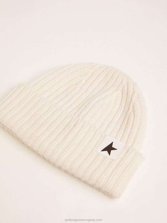 hombres gorro de lana blanca con estrella negra en contrasteGolden Goose 02H6376