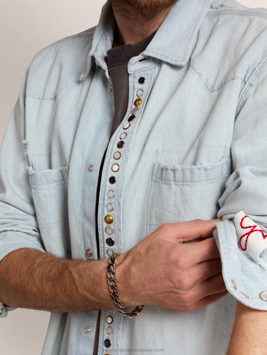 hombres Pulsera de cadena timeless jewelmates collection en color plata envejecidaGolden Goose 02H6838