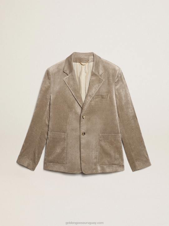 hombres Americana boxy fit de botonadura sencilla de algodón beige claroGolden Goose 02H6811