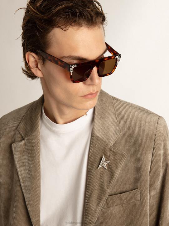 hombres Americana boxy fit de botonadura sencilla de algodón beige claroGolden Goose 02H6811