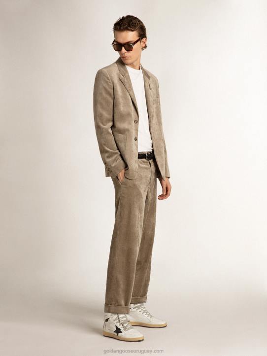 hombres Americana boxy fit de botonadura sencilla de algodón beige claroGolden Goose 02H6811