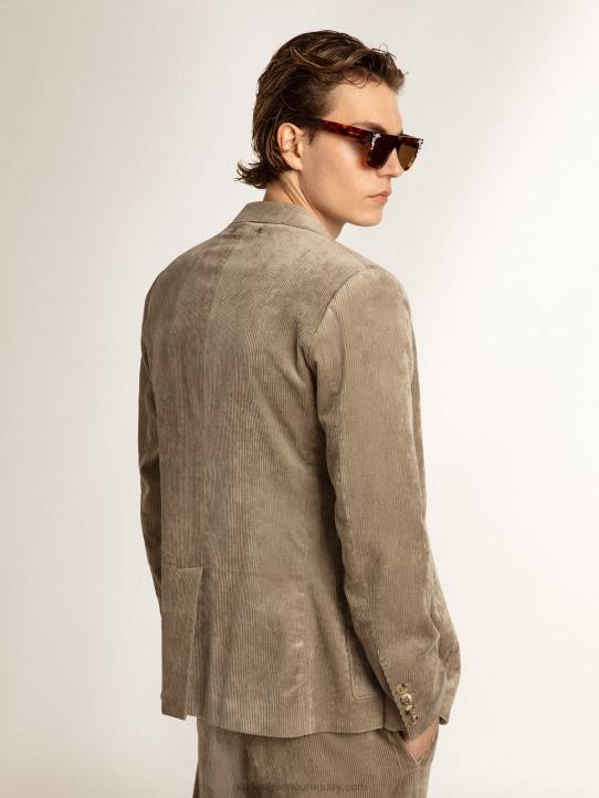 hombres Americana boxy fit de botonadura sencilla de algodón beige claroGolden Goose 02H6811