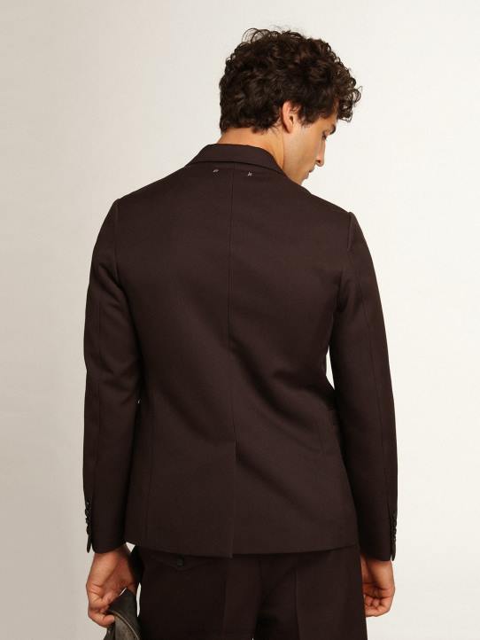 hombres Americana de abotonadura sencilla de la colección Journey en gabardina de lana color regaliz con botones de astaGolden Goose 02H6703