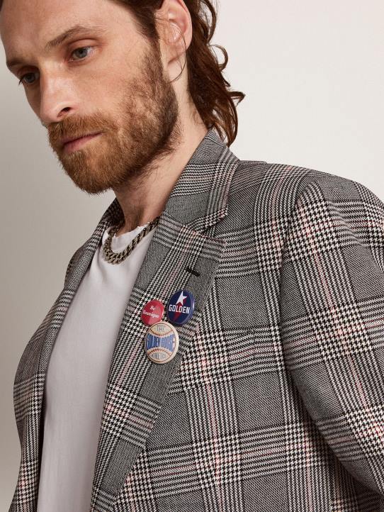 hombres Americana de botonadura sencilla con cuadros príncipe de Gales en gris y blanco de CollectionGolden Goose 02H6772
