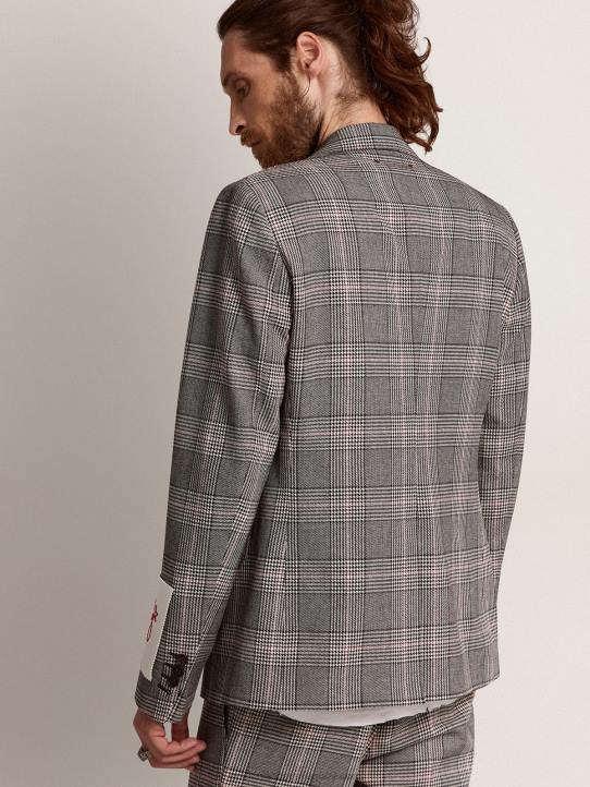 hombres Americana de botonadura sencilla con cuadros príncipe de Gales en gris y blanco de CollectionGolden Goose 02H6772