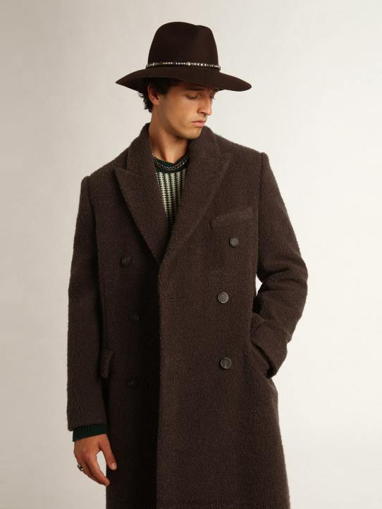 hombres abrigo cruzado colección journey en lana bouclé color regalizGolden Goose 02H6741