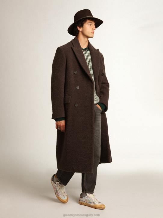 hombres abrigo cruzado colección journey en lana bouclé color regalizGolden Goose 02H6741