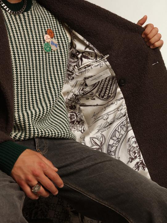 hombres abrigo cruzado colección journey en lana bouclé color regalizGolden Goose 02H6741