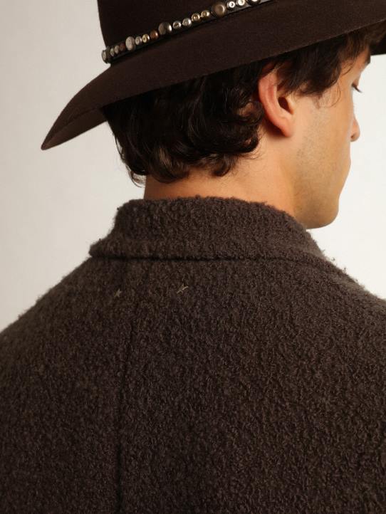 hombres abrigo cruzado colección journey en lana bouclé color regalizGolden Goose 02H6741