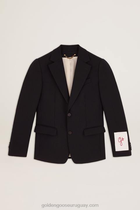 hombres americana de botonadura sencilla de gabardina de lana azul oscuroGolden Goose 02H6812
