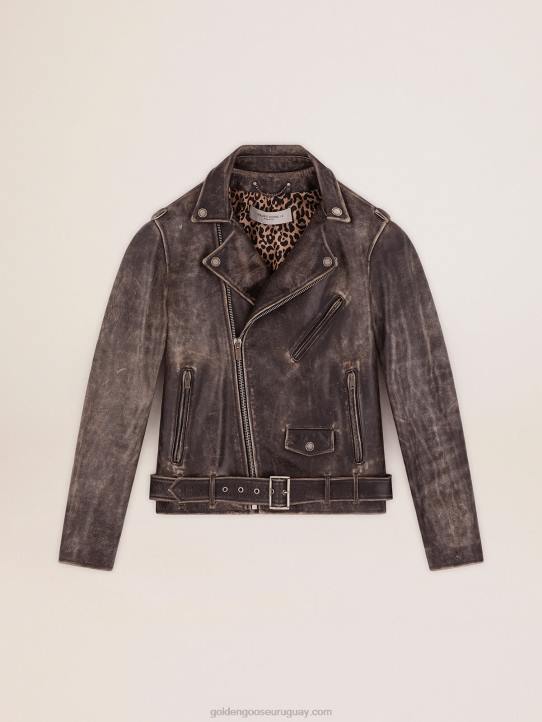 hombres cazadora biker de piel envejecidaGolden Goose 02H6692