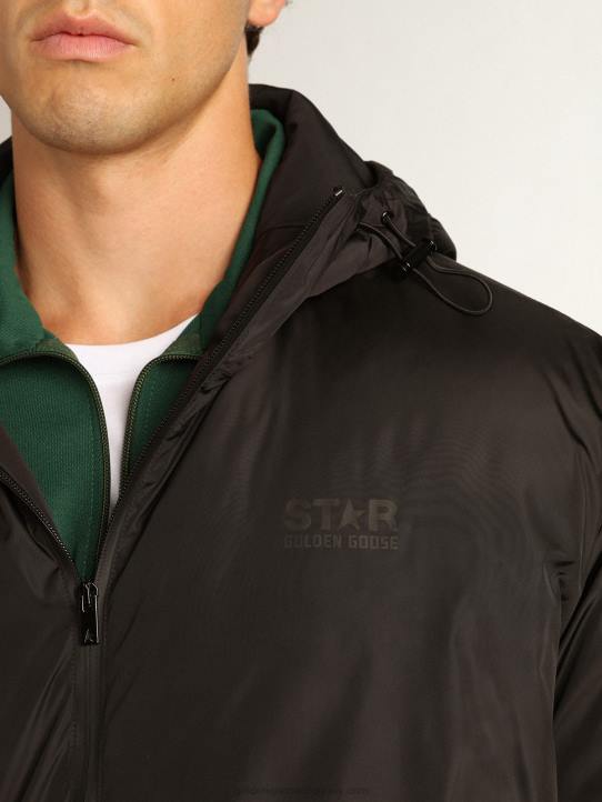 hombres chamarra acolchada con capucha hasta los tobillos black star collectionGolden Goose 02H6798