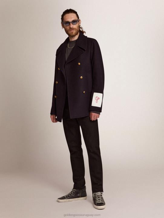 hombres chaquetón azul oscuro con botones heráldicos doradosGolden Goose 02H6693