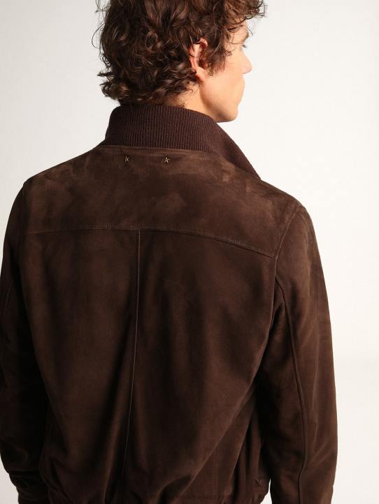 hombres chaqueta de vuelo de la colección en ante marrón oscuroGolden Goose 02H6827