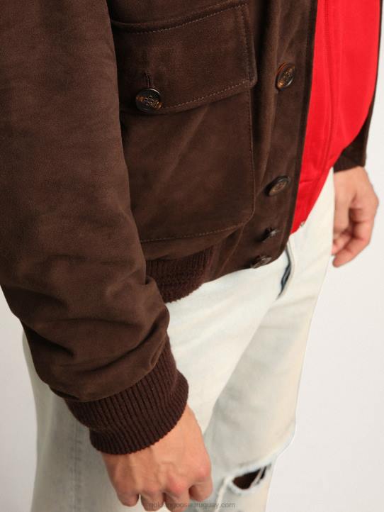 hombres chaqueta de vuelo de la colección en ante marrón oscuroGolden Goose 02H6827