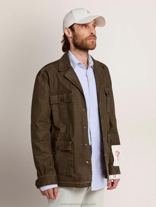 hombres chaqueta safari de la colección en lona verde militarGolden Goose 02H6768