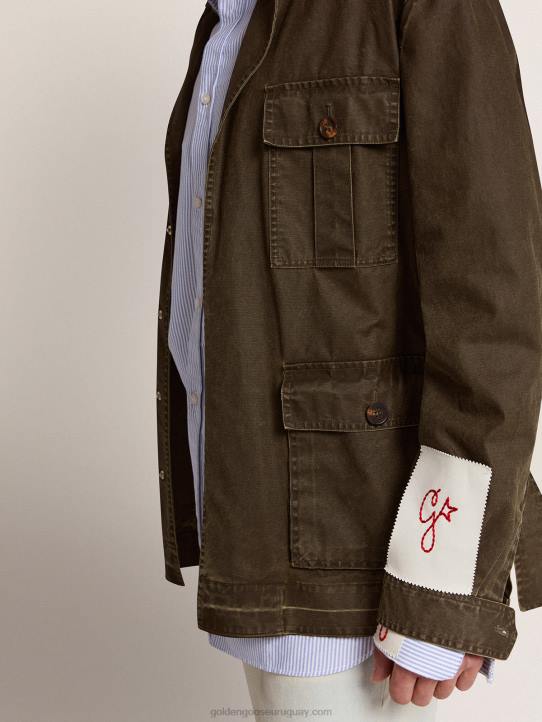 hombres chaqueta safari de la colección en lona verde militarGolden Goose 02H6768