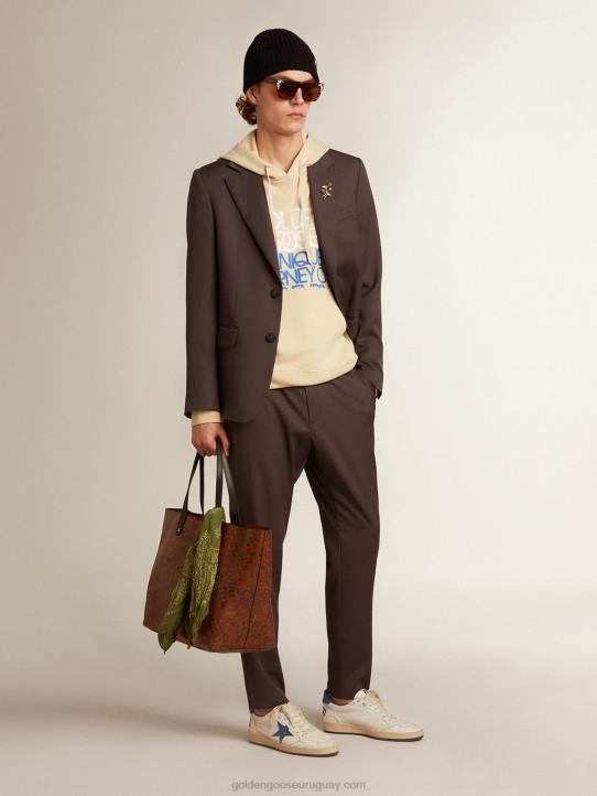 hombres blazer de botonadura sencilla de lana grisGolden Goose 02H6799