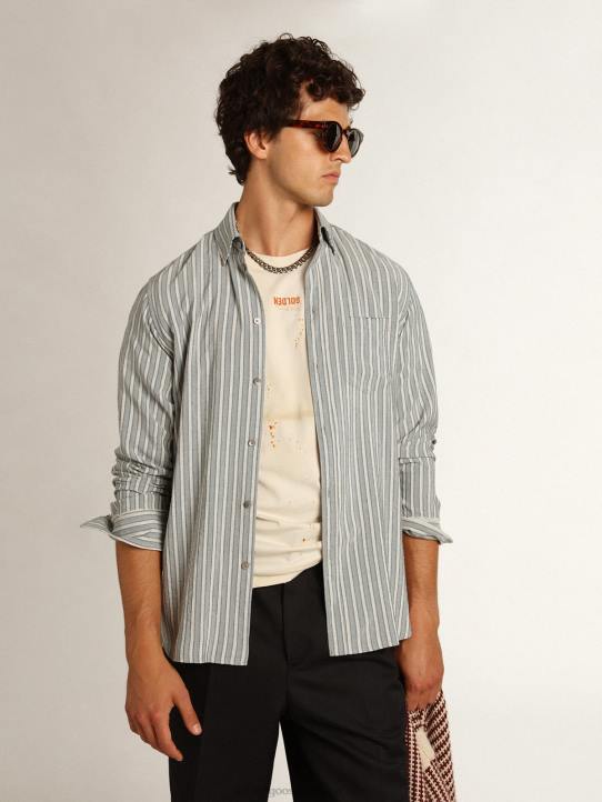 hombres camisa de la colección Journey con rayas aguamarinasGolden Goose 02H6750