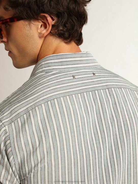 hombres camisa de la colección Journey con rayas aguamarinasGolden Goose 02H6750