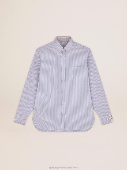 hombres camisa rayas azul claro candyGolden Goose 02H6712