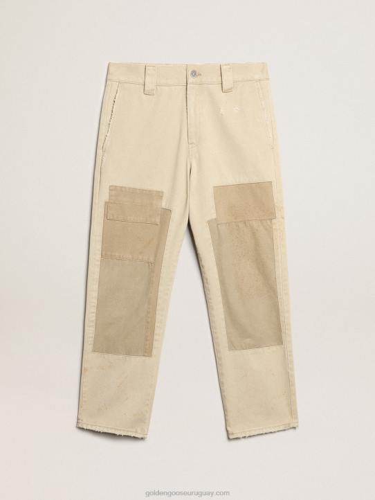 hombres pantalones de algodón en mezcla de beigeGolden Goose 02H6813