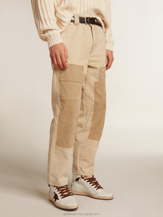 hombres pantalones de algodón en mezcla de beigeGolden Goose 02H6813