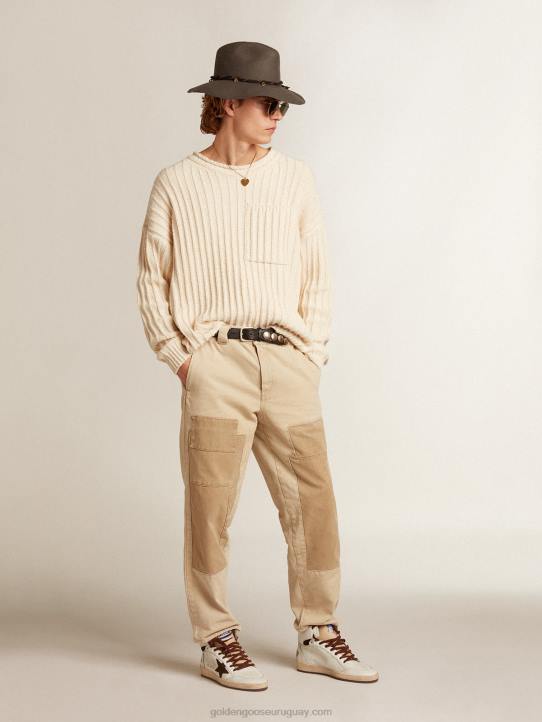 hombres pantalones de algodón en mezcla de beigeGolden Goose 02H6813