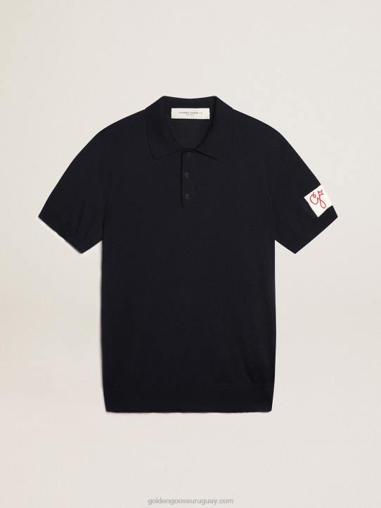 hombres polo de manga corta de lana merino azul marinoGolden Goose 02H6808