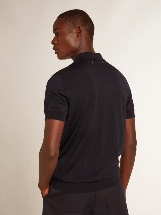hombres polo de manga corta de lana merino azul marinoGolden Goose 02H6808